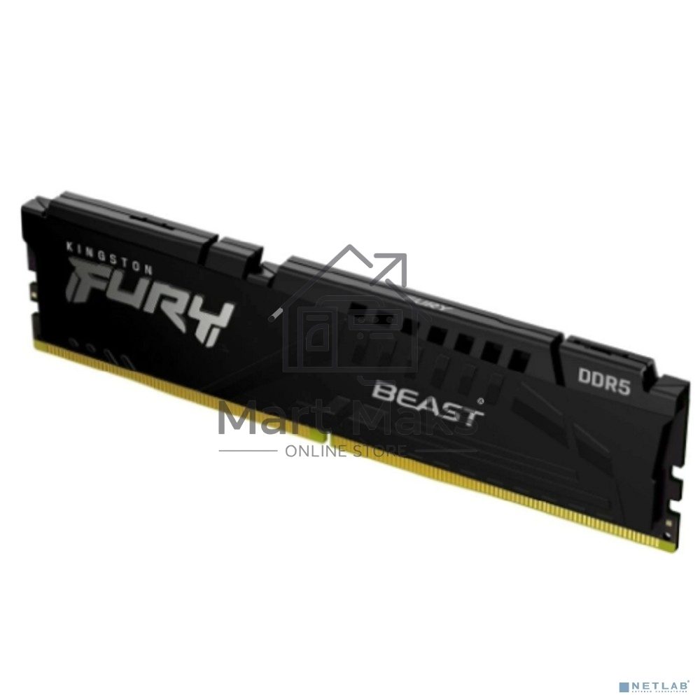 Оперативная память Kingston Fury Beast, DDR5, 8GB (1x8GB), 6000MHz, CL36, DIMM, с радиатором, черный