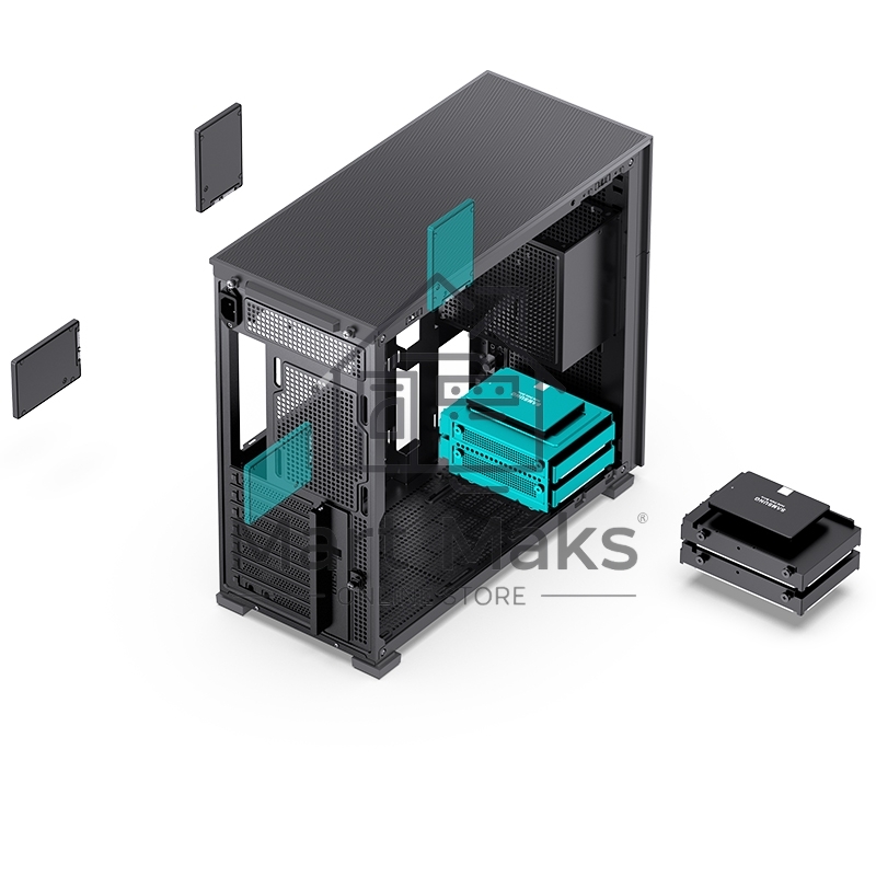 Корпус без блока питания JONSBO D41 STD Black ATX без БП, боковая панель из закаленного стекла, mini-ITX, micro-ATX, ATX, черный