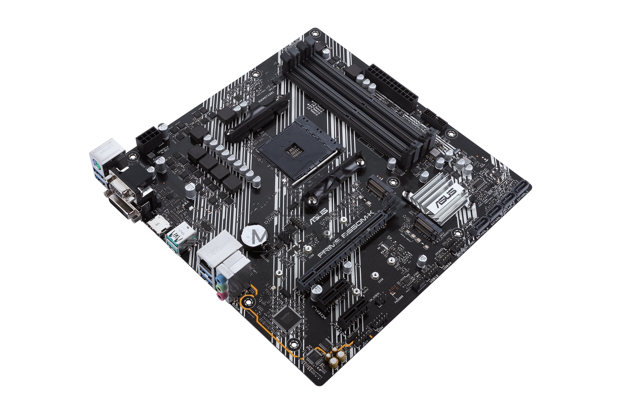 Материнская плата ASUS PRIME B550M-K, AM4, AMD B550, 4xDDR4, 4xSATA, 2xM.2, 1xPCIe 4.0 x16, 2xPCIe x1, 1xDVI-D, 1xHDMI, 1xVGA, 1x 1Gb LAN, 4xUSB 3.2 Gen 1, 2xUSB 3.2 Gen 2, 3x3.5 мм, 7.1, mATX