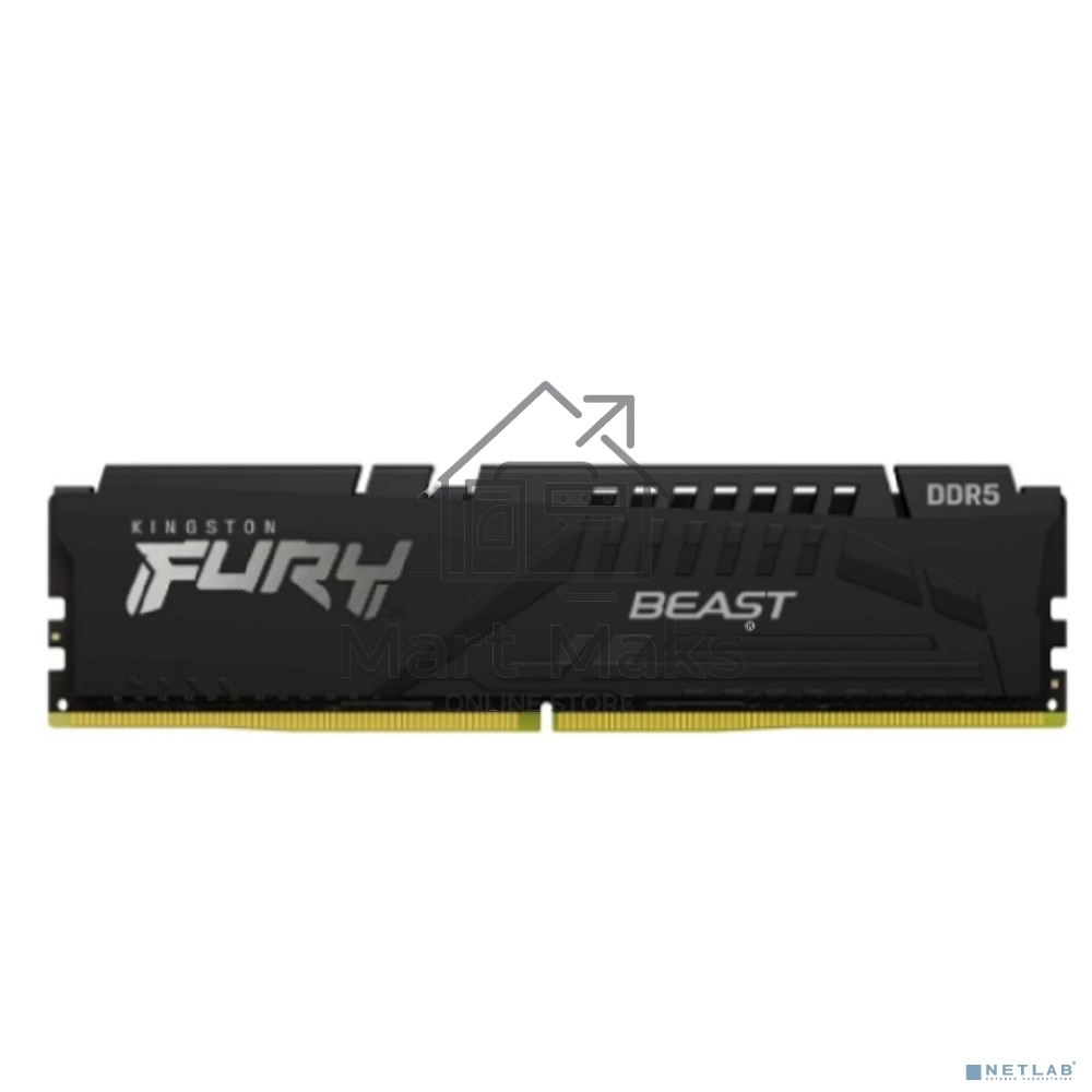Оперативная память Kingston Fury Beast, DDR5, 8GB (1x8GB), 6000MHz, CL36, DIMM, с радиатором, черный