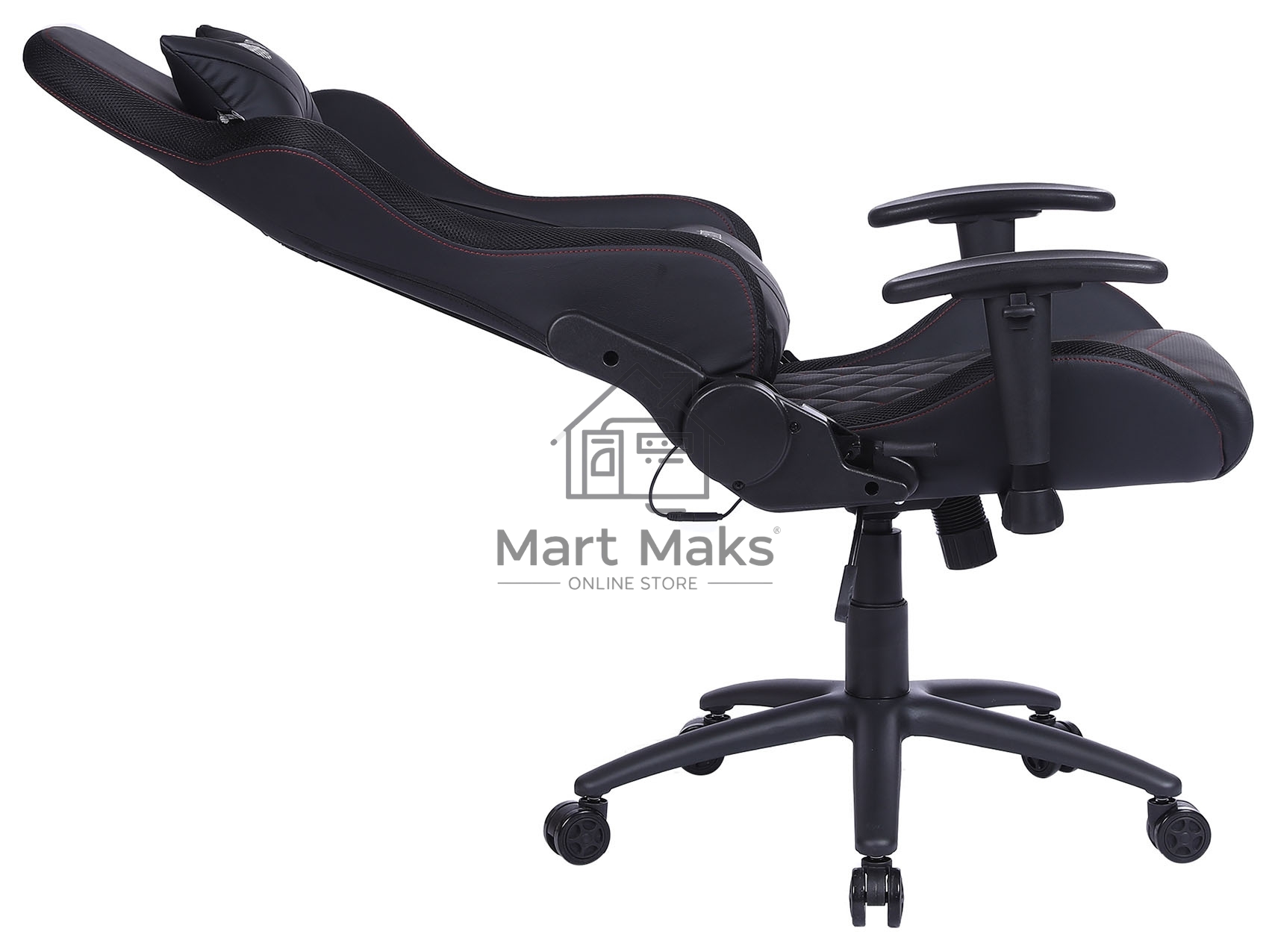 Кресло игровое Cactus CS-CHR-0099BLR черный/красный, сиденье черный/красный, эко.кожа, с подголов. крестовина металл, пластик черный