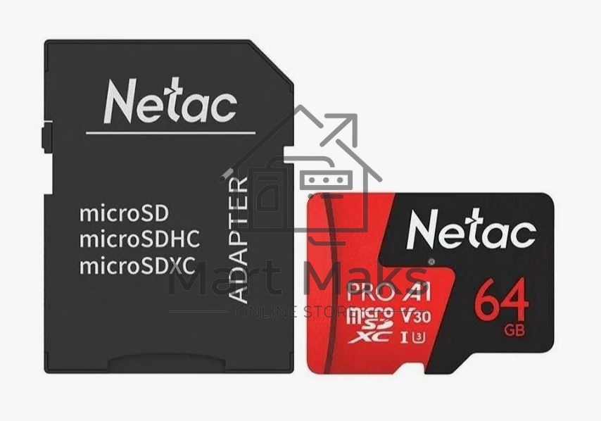 Флеш карта MicroSD card Netac P500 Extreme Pro 64GB, retail version w/SD adapter