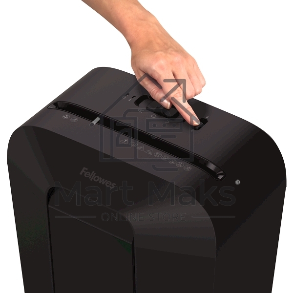 Шредер Fellowes PowerShred LX50 черный (секр.P-4)/перекрестный/9лист./17лтр./скрепки/скобы/пл.карты