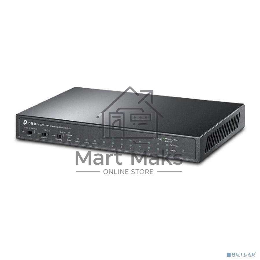 Коммутатор TP-Link 8-port 10/100Mbps Unmanaged PoE switch, 2 Gb RJ45 + 1 Gb SFP uplinks, PoE budget up to 124W
