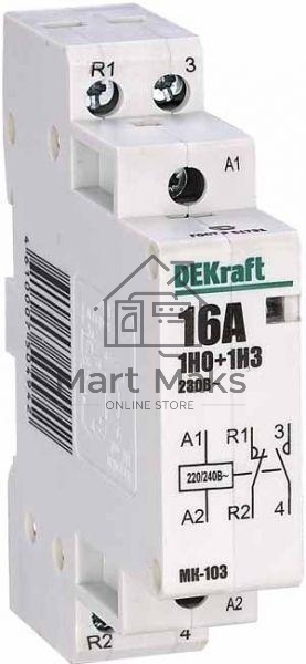 Модульный контактор 1НО+1НЗ 16А 230В МК-103 DEKraft Модульный контактор 1НО+1НЗ 16А 230В МК-103 DEKraft