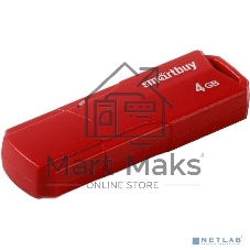 Флешка USB Smartbuy CLUE Red (SB4 GbCLU-R), 4Gb, USB 2.0, R/W 15/5, красный