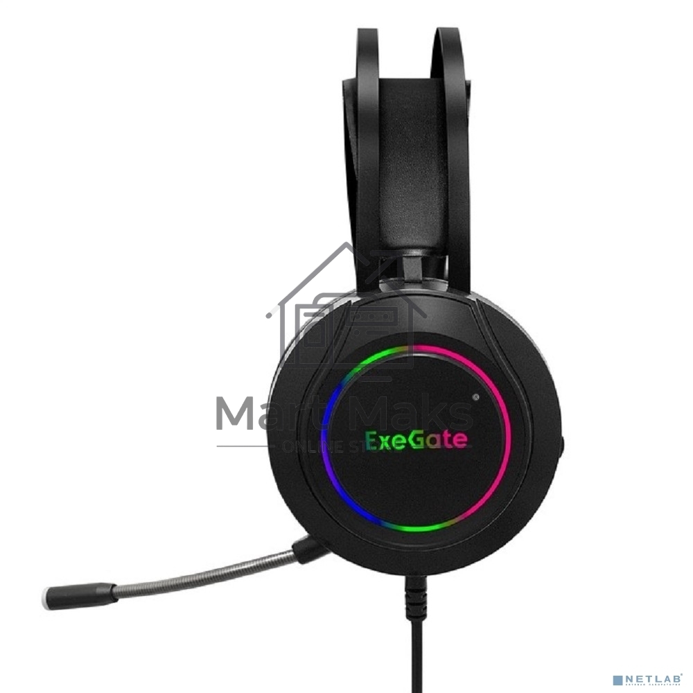 Игровая гарнитура ExeGate EX289746RUS Cosmos HS-702GL (объемный звук 7.1, длина кабеля 2.5м, RGB подсветка, USB интерфейс)
