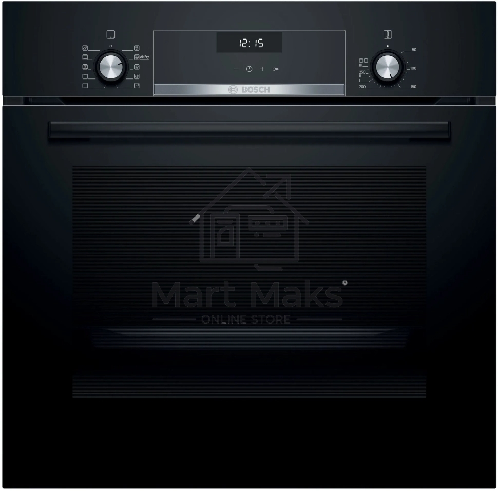Духовой шкаф электрический Bosch HBJ558YB3Q, 60 см, 66 л, черный, класс энергоэффективности А, 8 режимов, LCD-дисплей, галогенное освещение, самоочистка EcoClean