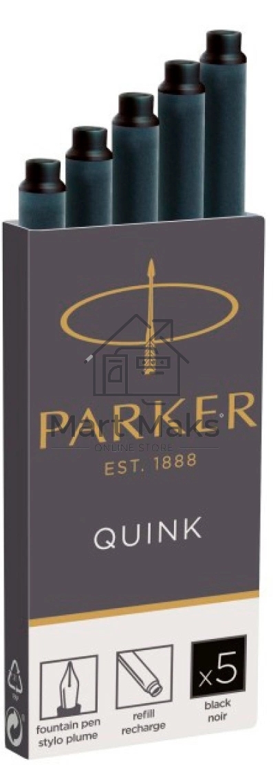 Картридж Parker Quink Z11 (CW1950382) черные чернила, для ручек перьевых (5шт)