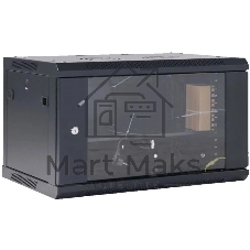 Шкаф коммутационный Rexant настенный 6U 400x542 мм пер. дв. стекл черный