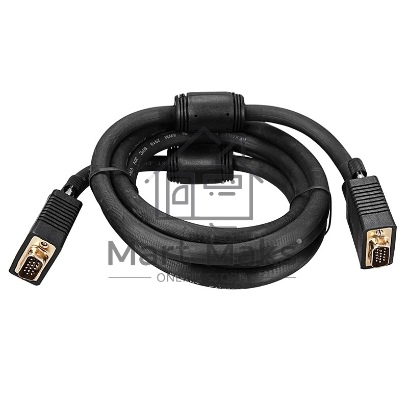 Шнур VGA - VGA с ферритами, длина 3 метра, черный (GOLD) Rexant