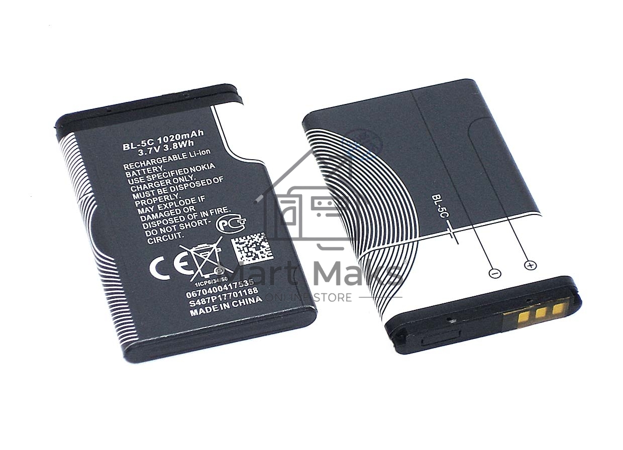 Аккумуляторная батарея BL-5C для Nokia 1100/130/130 Dual/150/205/205 Dual/107 Dual/208/216/220/220 D