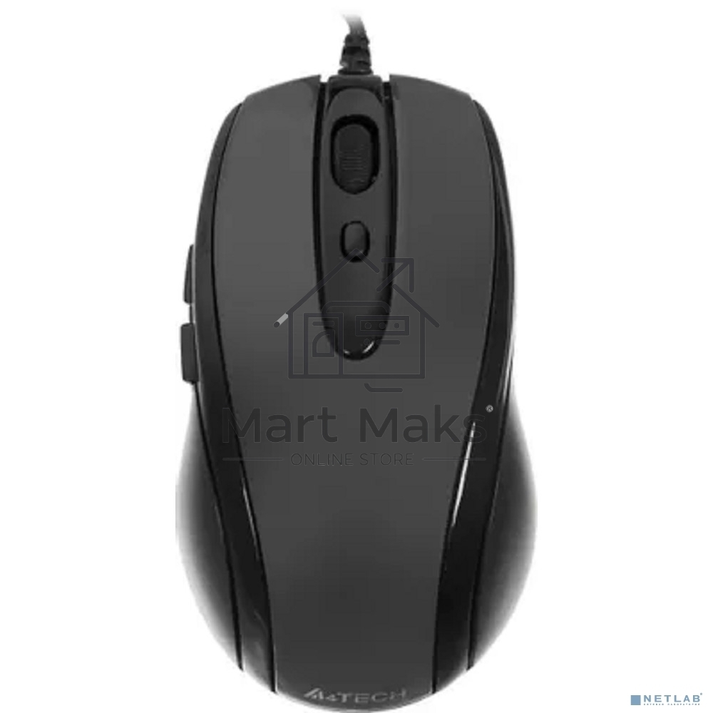 Мышь проводная A4Tech N-708X серый глянец/черный, 1600 dpi, USB, кнопки - 6