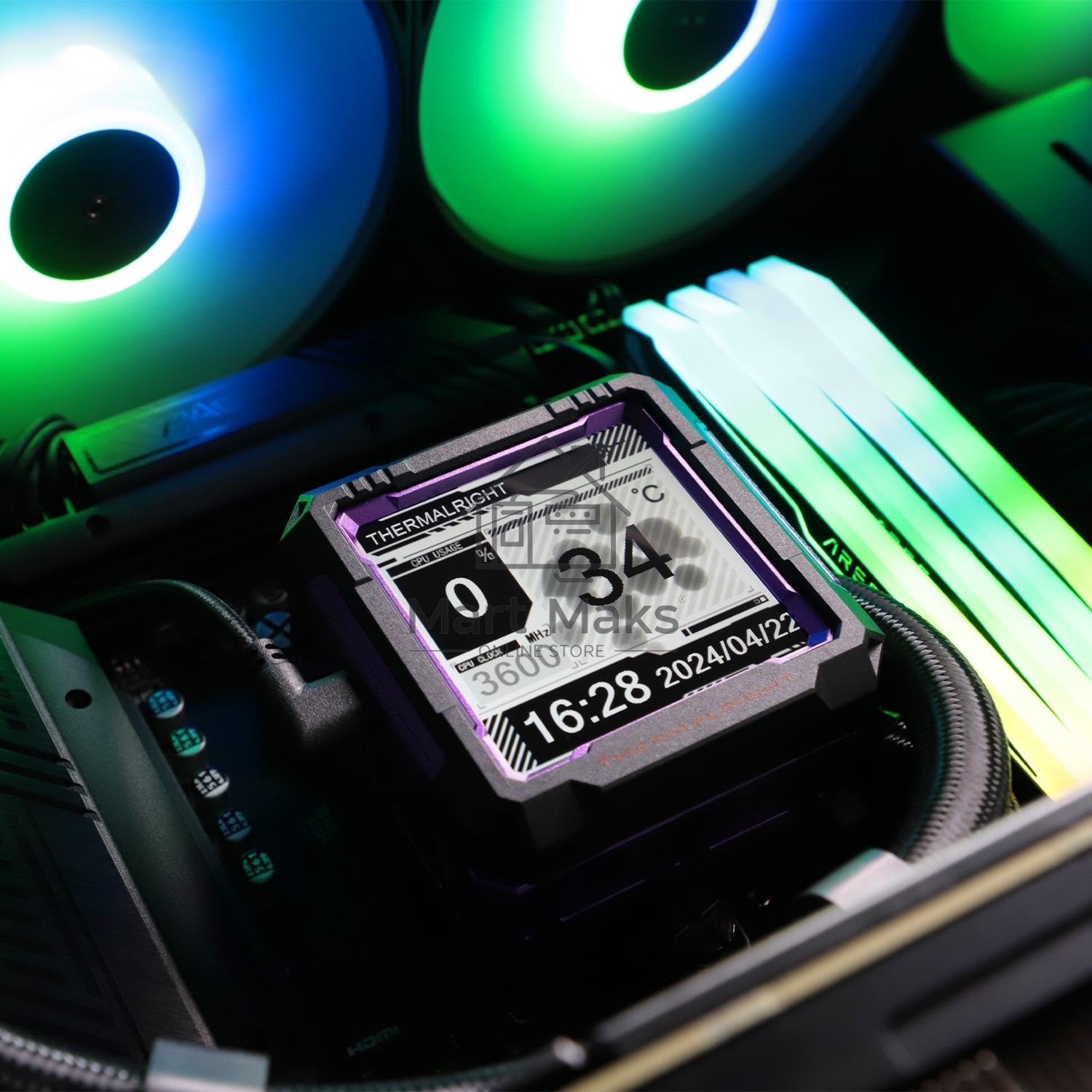 Водяное охлаждение для процессора Thermalright Frozen Warframe Pro 360 Black ARGB (360mm, Black, ARGB/ Fans: 3x120mm, 70.84CFM, 29.8dBA, 2000RPM/ Pump height 60mm, 23dBA, 3000RPM, Rad thickness 27mm/ S: 1200, 1700, 1851, 2011, 2066, 115X, AM4, AM5)