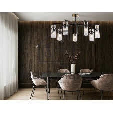 Люстра Ambrella light LH56115/7 BK/BS/CL черный/латунь/прозрачный E14*7 max 40W D705*350