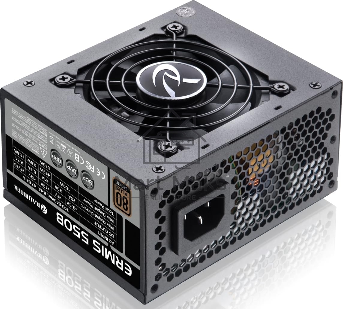 Блок питания RAIJINTEK ERMIS 550W, 550Вт, 80+ Bronze, 80мм, немодульный, черный