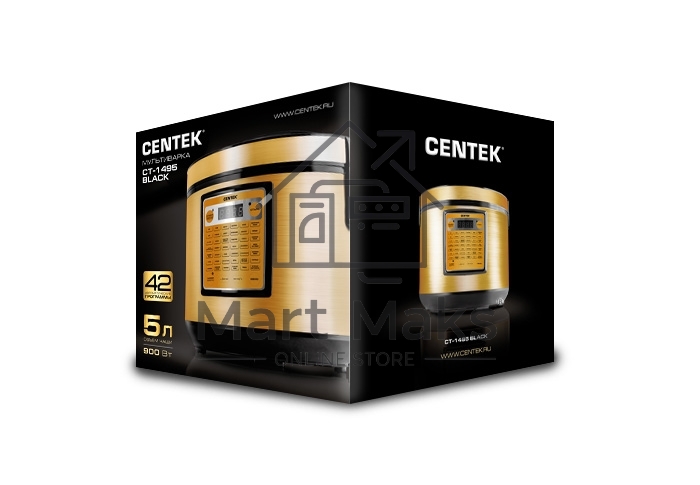 Мультиварка Centek CT-1495 черный 5.0л, 42 программы + Мультишеф черный/золотистый