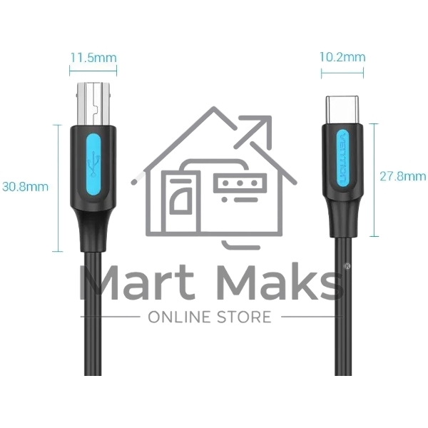 Кабель Vention USB 2.0 Type C M/BM - 2 м.