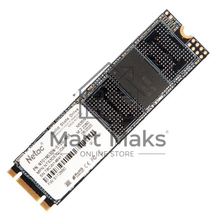 Накопитель SSD Netac N535N, 512GB, M.2 2280, SATA-III, R/W 540/490