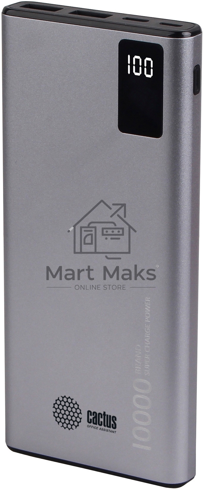 Портативный аккумулятор Cactus CS-PBFSLT-10000 10000mAh 3A 2xUSB серый