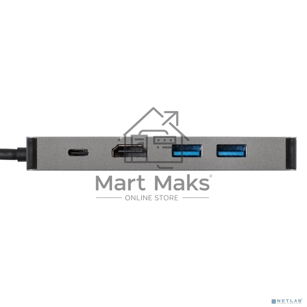 Док-станция ExeGate DUB-21C/PD/HL (кабель-адаптер USB Type-C --> 2xUSB3.0 + PD 100W + HDMI 4K@60Hz + Lan RJ45 10/100/1000Mb, Plug&Play, серая)