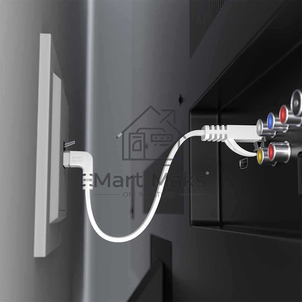 Патч-корд GCR PROF плоский 3.0m, UTP медь кат.6, белый, нижний угол, ethernet high speed 10 Гбит/с, RJ45, T568B