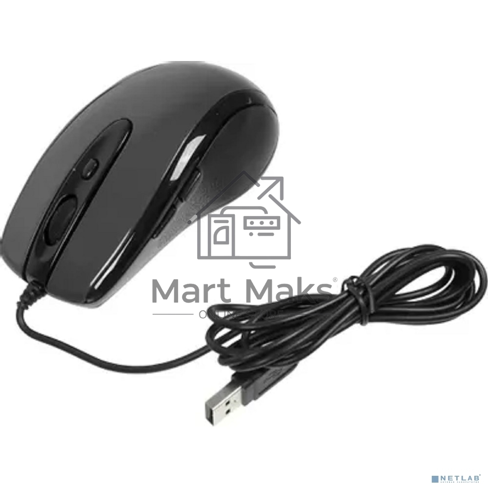 Мышь проводная A4Tech N-708X серый глянец/черный, 1600 dpi, USB, кнопки - 6