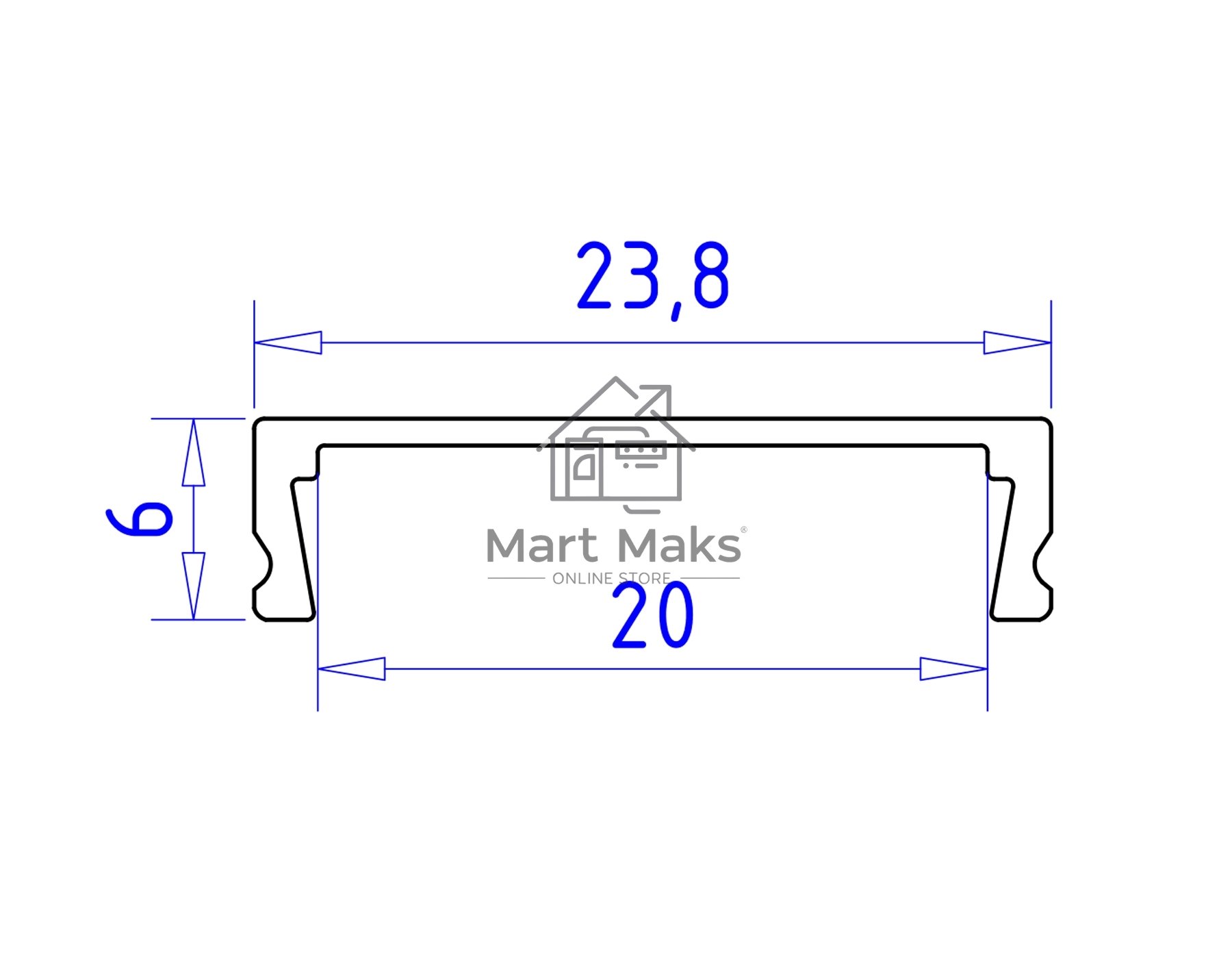 Алюминиевый профиль Ambrella light GP1800WH белый 2000*23.8*6