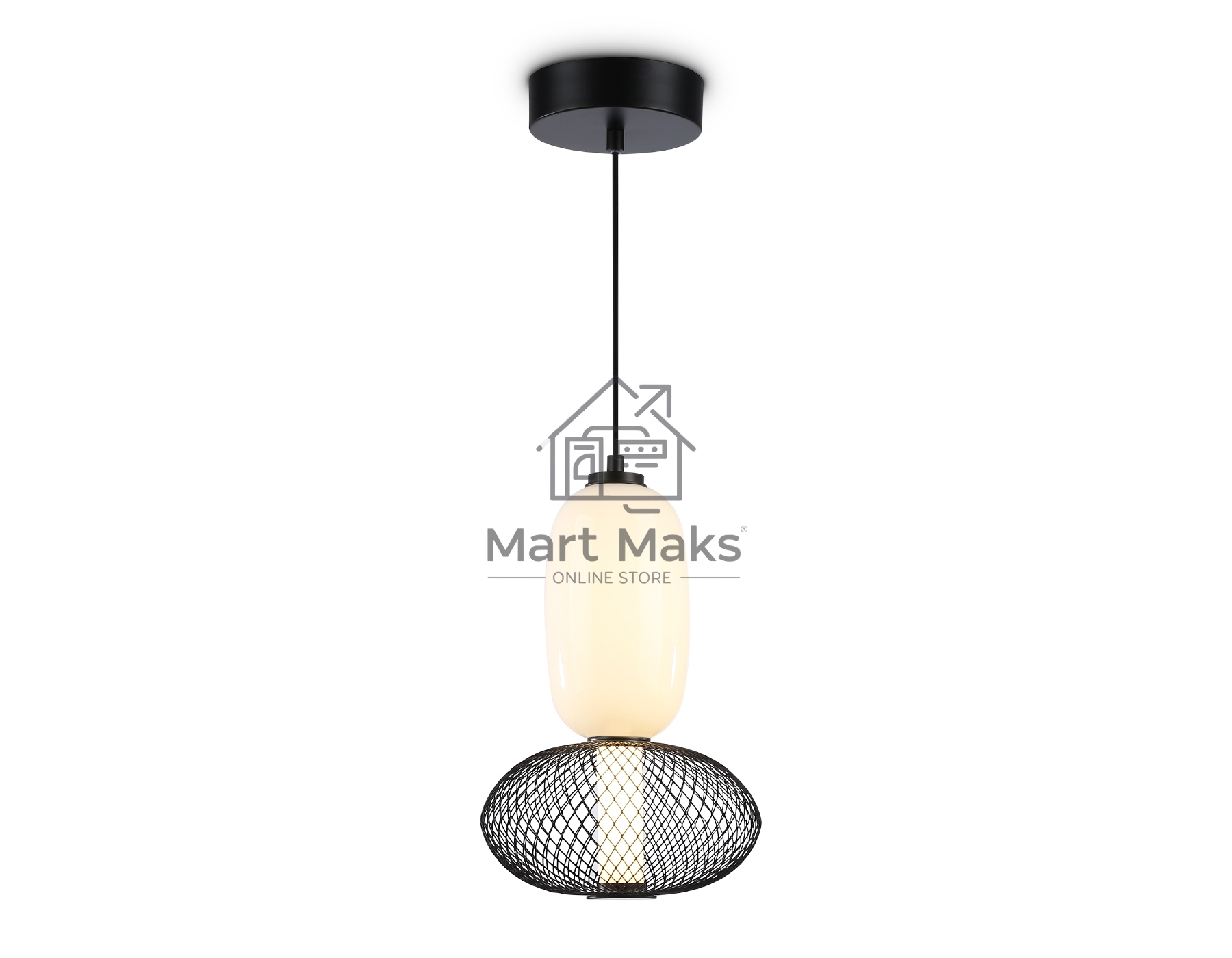 Подвесной светодиодный светильник Ambrella light LH11007 BK/FR черный/белый матовый 15W 3000K D220*350