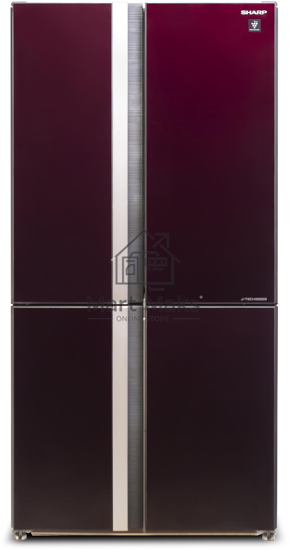 Холодильник Sharp SJ-GX98PRD темно-бордовый трёхкамерный Side by Side 394/211 л морозилка снизу