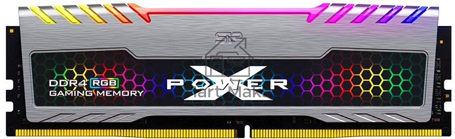 Оперативная память Silicon Power Xpower Turbine, DDR4, 8GB (1x8 GB), 3600 MHz, CL18, DIMM, радиатор, RGB, серый, черный