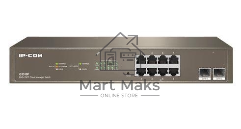 Коммутатор управляемый IP-COM G3310F, настенный, 1000 Мбит/сек, 8 port, SFPx2