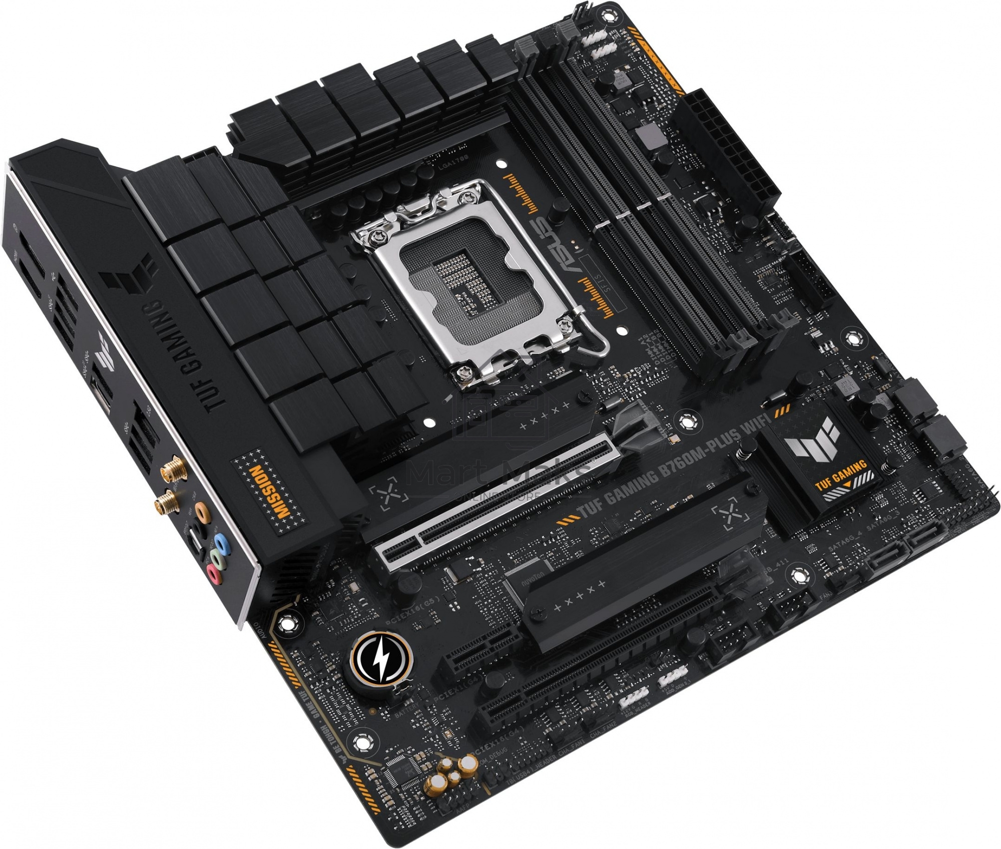 Материнская плата ASUS TUF GAMING B760M-PLUS WIFI, LGA 1700, Intel B760, 4xDDR5, 4xSATA, 2xM.2, 1xPCI-E 5.0 x16, 1xPCI-E 4.0 x4, 3xUSB-A 3.2 Gen 1, 2xUSB-A 3.2 Gen 2, 2xUSB 2.0, 1xUSB-C 3.2 Gen 2x2, 1x2.5Gb LAN, 5x3.5 мм, 7.1, Wi-Fi 6, Bluetooth 5.2, Micr