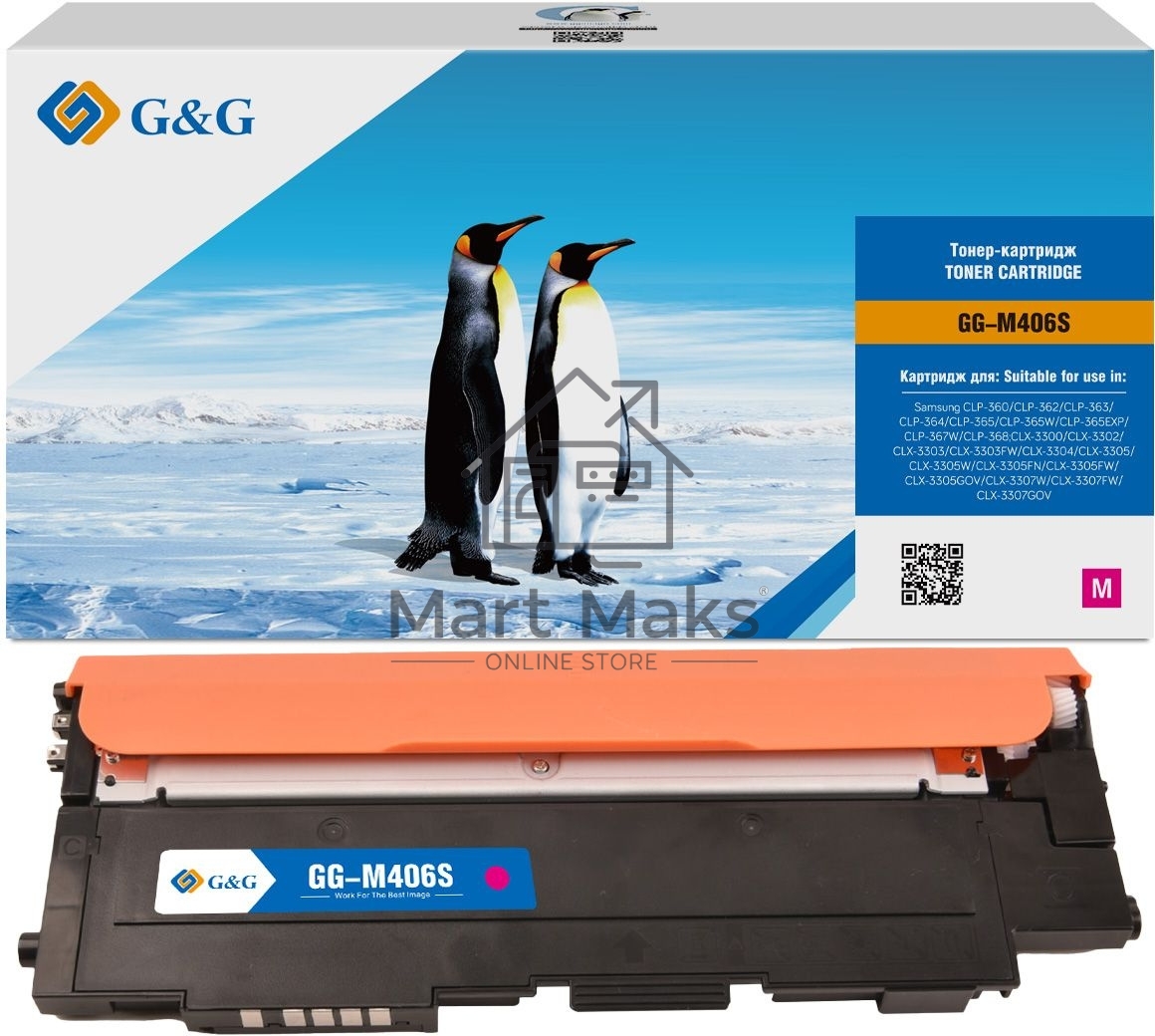 Картридж лазерный G&G GG-M406S пурпурный (1000 стр.) для Samsung CLP-360/362/363/365/367/368, CLX-3300/3302/3303/3304/3305/3307