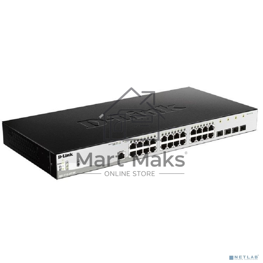 Управляемый коммутатор D-Link DGS-1210-28P/ME/B2A 2 уровня с 24 портами 10/100/1000Base-T и 4 портами 1000Base-X SFP (24 порта с поддержкой PoE 802.3af/802.3at (30 Вт), PoE-бюджет 193 Вт)