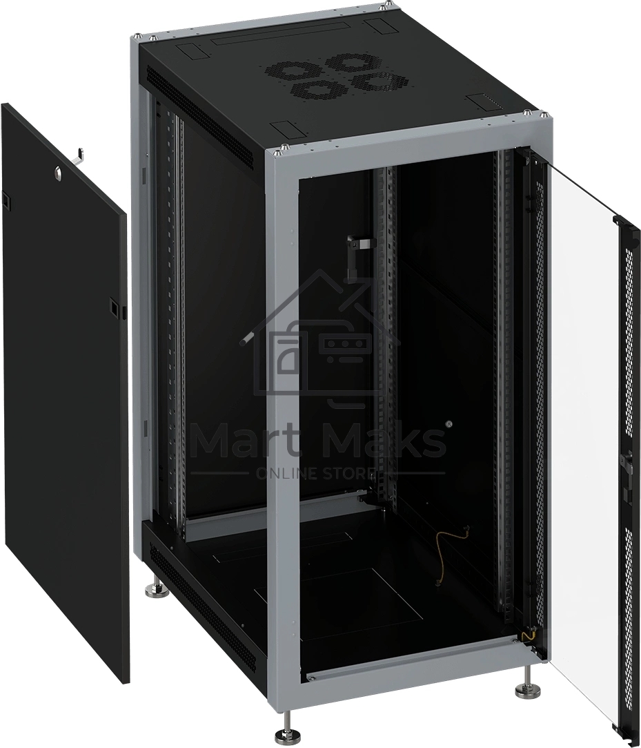 Шкаф серверный Sysmatrix SL 6822.912 напольный 22U 600x800мм пер.дв.стекл задн.дв.перфор. 800кг черный 650мм 59кг 1100мм IP20 металл