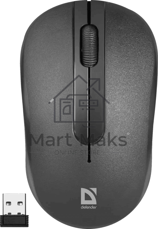 Мышь беспроводная Defender Hit MM-495 черный, 1600 dpi, радиоканал, USB, кнопки - 3