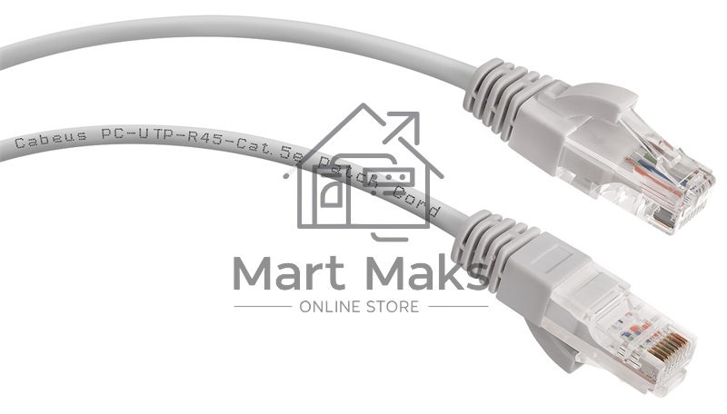 Шнур коммутационный Cabeus, Cat.5e, неэкр., U/UTP, RJ45/RJ45, PVC, AWG24, 0.15м, серый
