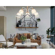 Светильник Ambrella light TR4738/5 WH/LW белый/светлое дерево E27/5 max 40W D760*350