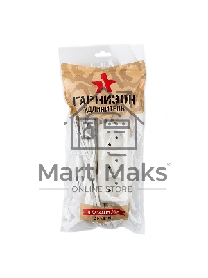 Удлинитель Гарнизон EL-E3-W-3, 3 розетки допустимый ток 6А, длина 3м.