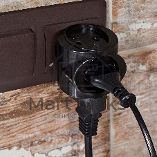 Тройник электрический Rexant биметалл 220 В 6 А черный