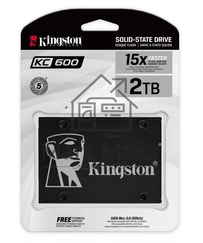 Накопитель SSD Kingston KC600, 2Tb, SATA III, 2.5