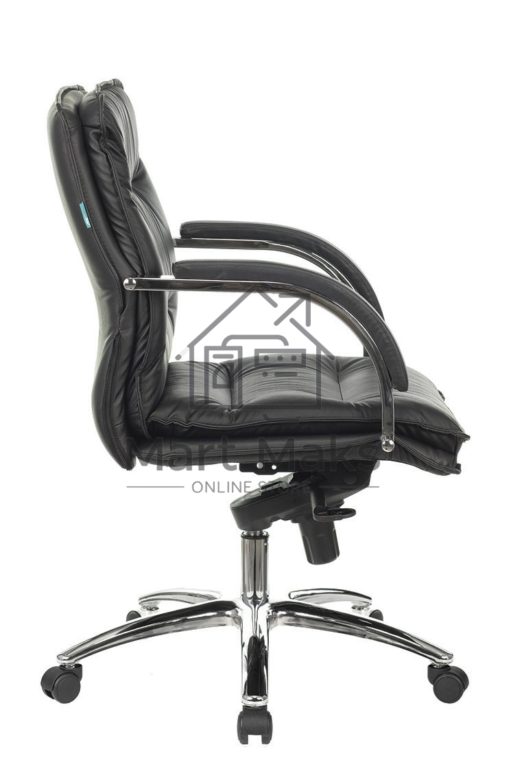 Кресло руководителя Бюрократ T-9927SL-LOW/BLACK черный, кожа, низкая спинка, крестовина хром