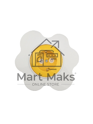 Розетка одноместная KRANZ HAPPY Яичница скрытой установки, с заземлением и защитными шторками, желтая/белая