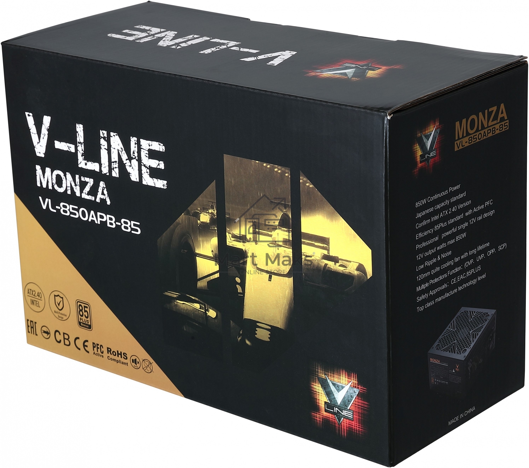 Блок питания Aerocool / Formula ATX 850W MONZA VL-850APB-85 80+ bronze (24+4+4pin) APFC 120mm fan 7xSATA RTL