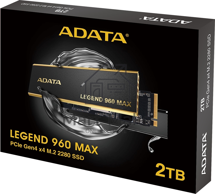 Накопитель SSD ADATA LEGEND 960 MAX, 2Tb, PCIe 4.0 x4, M.2 2280, NVMe, R/W 7400/6800, с радиатором