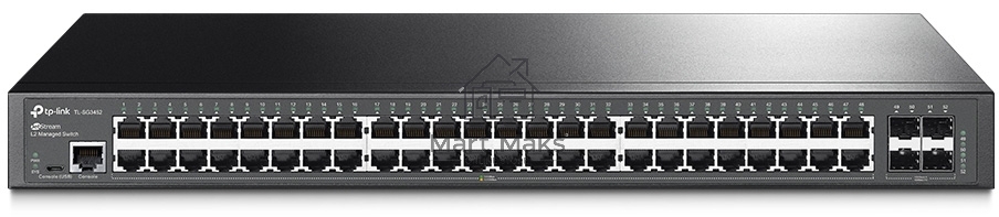 Коммутатор Jetstream 48-port gigabit L2+ managed switch with 4-gigabit uplink ports, 48 10/100/1000Mbps RJ-45 port, 4 1000Mbps SFP slots