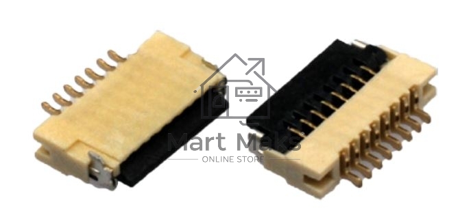 Разъем FPC Flip-Lock 1010-6RLGF 6 pin высота 1мм шаг 1мм