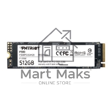 Накопитель SSD Patriot P300, 512Gb, PCIe 3.0 x4, M.2 2280, NVMe, R/W 1700/1200