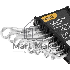 Набор накидных изогнутых гаечных ключей 8 шт Deli DL150008A Спецификация: 6x7мм, 8x9мм, 10x11мм, 12x13мм, 14x15мм, 16x17мм, 18x19мм, 20x22мм. Матовая хромированная поверхность. Пластиковая упаковка.